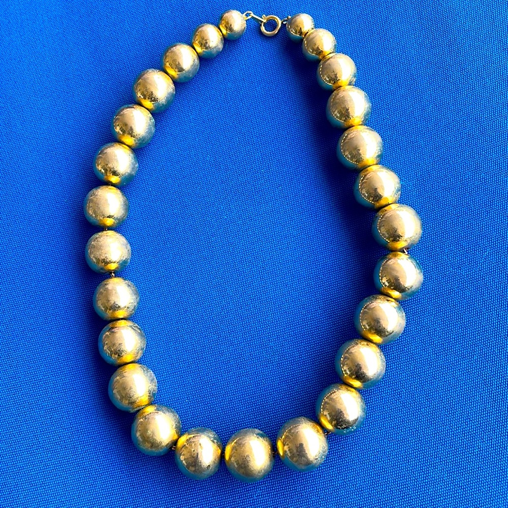 Vintage large gold bead necklace